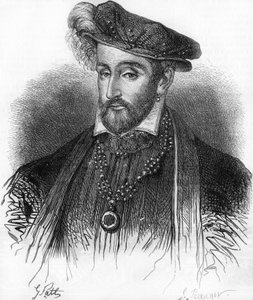 Porträtt av Henrik II, kung av Frankrike (1519-1559), gravyr från 1800-talet. av Unknown artist