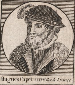 Porträtt av Hugues I Capet (ca 941 - 996), hertig av Frankrike då kung av Frankrike - Porträtt av Hugues I Capet (c941-996), kung av Frankrike - gravyr från "Instruction sur l
