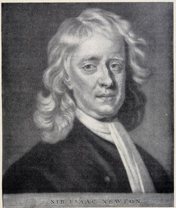 Porträtt av Isaac Newton nära originalet bevarat vid Berlins observatorium. av Unknown artist