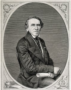 Porträtt av Jakob Liebmann Beer, känd som Giacomo Meyerbeer (1791 - 1864), tysk kompositör. Gravyr 1800-talet. av Unknown artist