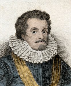 Porträtt av James I (James 1st Stuart) (1566-1625), kung av England och Irland (eller James VI (eller James VI), kung av Skottland) Gravyr från 1800-talet. av Unknown artist