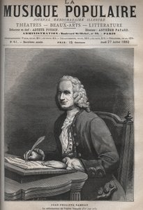 Porträtt av Jean Philippe Rameau (1683-1764) - Porträtt av Jean-Philippe (Jean Philippe) Rameau (1683-1764), fransk kompositör - gravyr i den berömda veckotidningen "La musique populaire"" - 1882 av Unknown artist