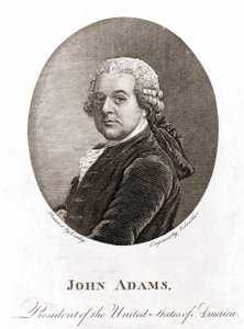 Porträtt av John Adams (1735 - 1826), USA:s andra president (1797 - 1801). Gravyr sd. 1800-talet. av Unknown artist