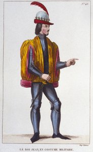 Porträtt av Johannes II den gode i militärdräkt (1319 - 1364), gravyr från 1830 av Frankrikes kung av Unknown artist