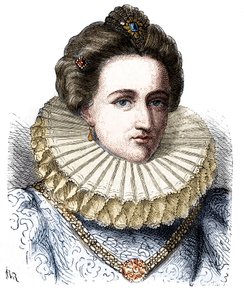 Porträtt av Leonora Dori (eller Dosi) kallad Galigai, marechale of Anchor (1568-1617). Hon bär en jordgubbskrage - i "" Histoire de France populaire"" av Henri Martin av Unknown artist