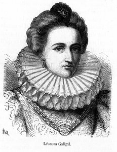 Porträtt av Leonora Dori (eller Dosi) kallad Galigai, marskalk av Anchre (1568-1617), förtrogna med Marie de Medici - i "" Histoire de France populaire"" av Henri Martin, sd. 1800-talet. av Unknown artist