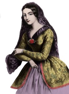 Porträtt av Lola Montez (1821-1861) (Marie Dolores Eliza Rosanna Gilbert), exotisk dansare och kurtisan, känd som älskarinna till kung Ludvig I av Baviere av Unknown artist