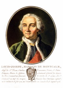 Porträtt av Louis-Joseph, markis av Montcalm av Saint-Véran (1712-1759). En fransk general dog han när han försökte försvara Quebec mot engelsmännen. Gravyr av 1800-talet. av Unknown artist