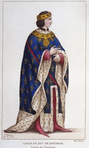 Porträtt av Ludvig I av Bourbon the Boiteux (1279-1342) Greve av Clermont (1310), hertig av Bourbonnais, greve av La Marche och Castres (1327). gravyr från 1830 av Unknown artist