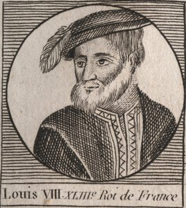 Porträtt av Ludvig VIII (1187-1226) dit le Lejonet, roi de France - Lejonet Ludvig VIII (1187-1226) Frankrikes kung från 1223 till 1226 - gravyr från "Instruction sur l