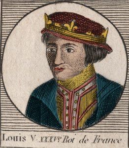 Porträtt av Louis V le Faineant (967-987), kung av Frankrike - Ludvig V den Indolente (967-987) - gravyr från "" Instruction sur l