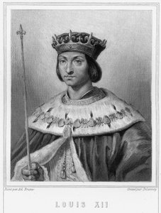 Porträtt av Ludvig XII (1462 - 1515), kung av Frankrike - i "Histoire des Français"" av Lavallée, gravyr, sd. av Unknown artist