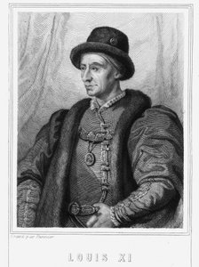 Porträtt av Ludvig XI (1423 - 1483), kung av Frankrike - i "Histoire des Français"" av Lavallée, gravyr, sd. av Unknown artist