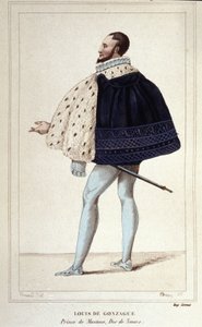 Porträtt av Louis de Gonzague, hertig av Mantua, nu genom sitt äktenskap 1565 med Henriette de Cleves, den nye hertigen av Nevers. gravyr från 1830 av Unknown artist