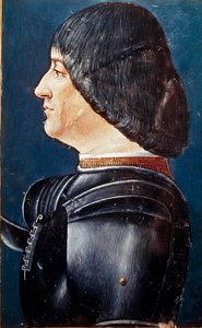 Porträtt av Ludovic Marie Sforza dit le More (Ludovico Maria Sforza känd som il Moro) (1452-1508) Miniatyrer i "" Grammatica "" av Aelius Donatus (Donato), sent 1400-tal. Trivulziana bibliotek, Milano. Fröken. 2167. av Unknown artist