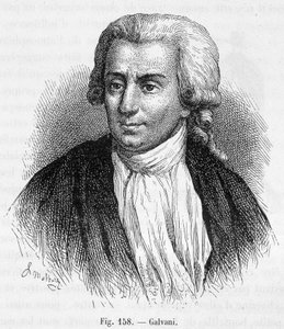 Porträtt av Luigi Galvani, italiensk läkare och fysiker (1737 - 1798) - i "" Magnetism and Electricity"" av Amédée Guillemin av Unknown artist