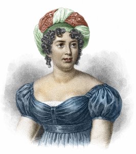 Porträtt av Madame de Staël (1766-1817), Bokstävernas kvinna av Unknown artist