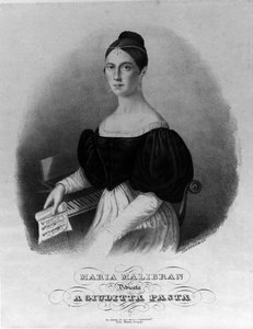 Porträtt av Maria Garcia kallad Malibran (1808-1836) sångerska, gravyr tillägnad Giuditta-pasta. av Unknown artist