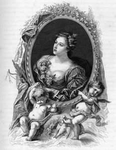 Porträtt av Marie-Madeleine (Marie Madeleine) de La Vieuville, comtesse de Parabere (1693-1750) - Gravyr från 1862 i "" Världens drottningar"" av våra första författare - Publicerad under ledning av JGD Armandaud av Unknown artist