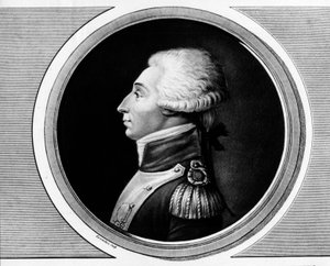 Porträtt av Marie Gilbert Mottier, Marquis de La Fayette ((Lafayette av Unknown artist