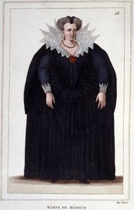 Porträtt av Maria av Medici (1573 - 1642), fru till Henrik IV och mor till Ludvig XIII. Gravyr från 1830 av Unknown artist
