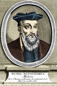 Porträtt av Michel Nostradamus, läkare och astrolog, hade inte Saint Remy de Provence (Saint-Remy-de-Provence) den 14/12/1503 och dog 02/07/1566. Gravyr av 1600-talet. av Unknown artist