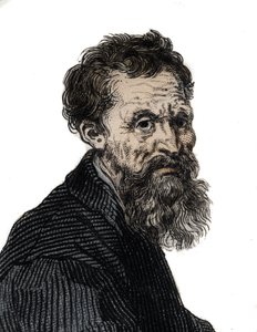 Porträtt av Michelangelo Buonarroti italiensk skulptör - Porträtt av Michelangelo Buonarroti dit Michel Ange (Michelangelo eller Michelangelo av Unknown artist