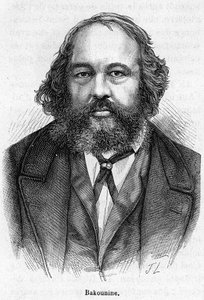 Porträtt av Mikhail Aleksandrovich Bakunin (1814 - 1876), rysk anarkistisk revolutionär. Gravyr 1800-talet. av Unknown artist