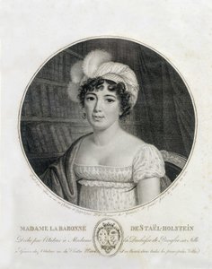 Porträtt av Madame de Staël - gravyr av Unknown artist