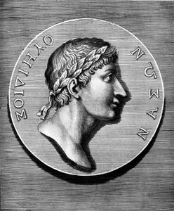 Porträtt av Ovid i medaljong. Gravyr av 1800-talet. Coll Maciet, Library of Decorative Arts, Paris. av Unknown artist