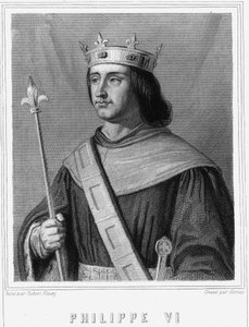 Porträtt av Philippe VI de Valois (1294 - 1350), kung av Frankrike - i "Histoire des Français"" av Lavallée, gravyr, sd. av Unknown artist