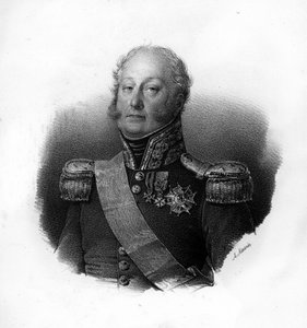 Porträtt av Pierre Claude, greve Pajot, dit Pajol (1772-1844), fransk general, gravyr från 1800-talet av Unknown artist