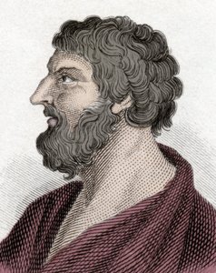 Porträtt av Pittacos av Mytilene grekisk statsman (650-570 f.Kr.) (Pittacus av Mytilene). Gravyr 1800-talet. av Unknown artist