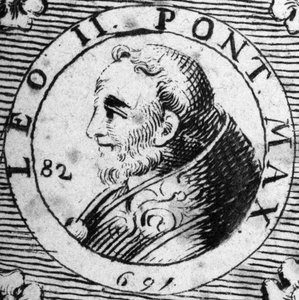 Porträtt av påven Leon II (682-683). av Unknown artist