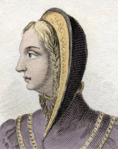 Porträtt av drottning Isabella av Kastilien (Isabella 1:a katoliken) (1451-1504). Gravyr av 1800-talet. av Unknown artist