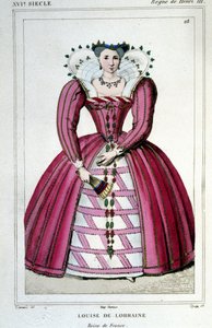 Porträtt av drottning Louise av Lorraine (1553 - 1601), fru till Henrik III. Gravyr från 1830. av Unknown artist