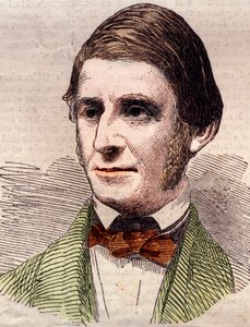 Porträtt av Ralph Waldo Emerson (1803-1882), essäist, filosof, amerikansk poet. Gravyr i "" The illustrated London News "" av 20 mars 1858. av Unknown artist