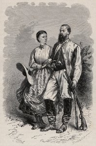 Porträtt av SAMUEL WHITE BAKER (1821-1893) engelsk upptäcktsresande och Lady Florence Baker (1841-1916) av Unknown artist