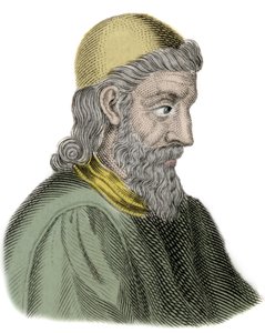 Porträtt av den helige Beda den ärevördiga (Beda Venerabilis) (672-735) Munk och kyrkans läkare - Gravyr av Unknown artist