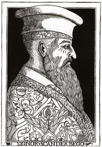 Porträtt av Skanderbeg (eller Scanderbeg) (1403 - 1468), albansk krigsman. av Unknown artist