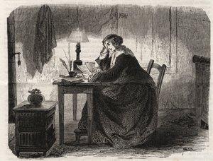 Porträtt av Sophie Germain (1776-1831) Fransk matematiker (Porträtt av Marie-Sophie Germain fransk matematiker, fysiker och filosof) - gravyr 1860 - av Unknown artist