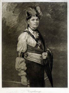 Porträtt av Tayadaneega (eller Thayendanega), ledare för Mohawk-stammen (nordamerikansk indiangrupp, medlem av Iroquois Federation). av Unknown artist