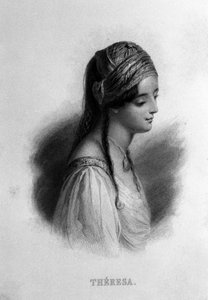 Porträtt av Teresa Gamba i Guiccioli (1800-talet) förälskad i poeten George Gordon Byron. Gravyr av 1800-talet av Unknown artist
