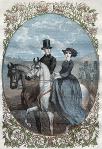 Porträtt av deras kungliga högheter prinsessan Victoria (1840-1901) (dotter till drottning Victoria) och kronprins Fredrik William av Preussen (1831-1888). Gravyr från 1858. av Unknown artist
