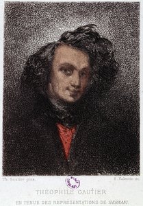 Porträtt av Théophile Gautier i Hernani av Victor Hugo. 1800-talet. av Unknown artist