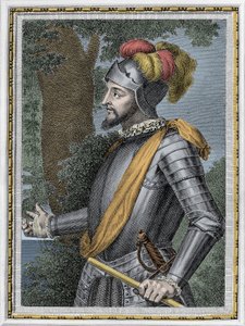 Porträtt av Vasco Nunez de Balboa, spansk erövrare (1475-1517) - Gravyr från 1800-talet av Unknown artist