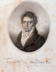 Porträtt av den tyske kompositören Ludwig van Beethoven (1770-1827) Gravyr. 1800-talet. Bologna, Civic Museum of Bibliographic Music av Unknown artist