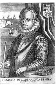 Porträtt av hertigen av Guise (Henry I av Lorraine, känd som Scalafre (1550 - 1588)). Gravyr av 1600-talet. av Unknown artist