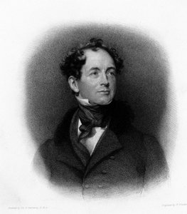 Porträtt av den irländska poeten Thomas Moore (eller Thomas More) (1779-1852) Gravyr från 1800-talet av Unknown artist