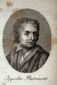 Porträtt av den italienske poeten Ippolito Pindemonte (1753-1828), vän till poeten och italienska dramatikern Ugo Foscolo (1778-1827) Gravyr från 1800-talet av Unknown artist